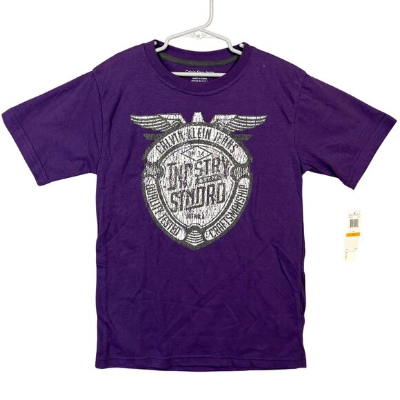 Calvin Klein Jeans Boys Size Small T-Shirt Purple Graphic Top NWT - Picture 1 of 13